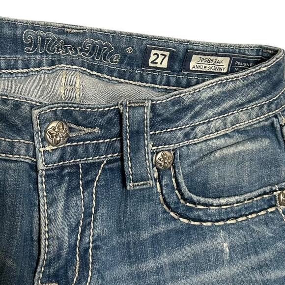 Miss Me Y2K Fleur De Lis Mcbling Ankle Skinny Jeans - Picture 6 of 6